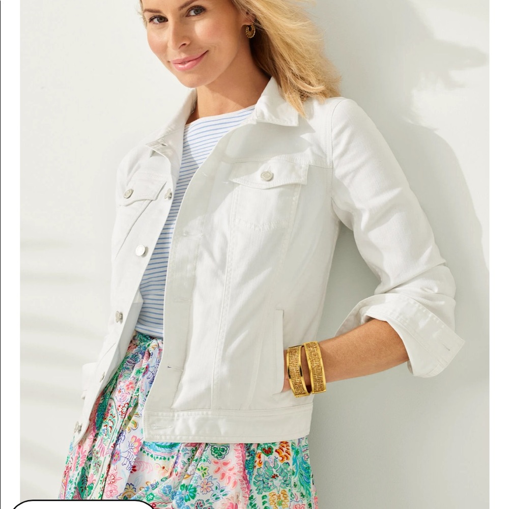 EUC Talbots Solid White Jean Jacket